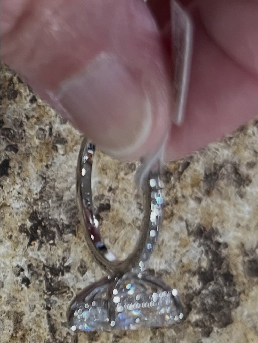 Rodiffy Silver Teardrop CZ Engagement Ring - Clear. Size 9 - Picture 10 of 10